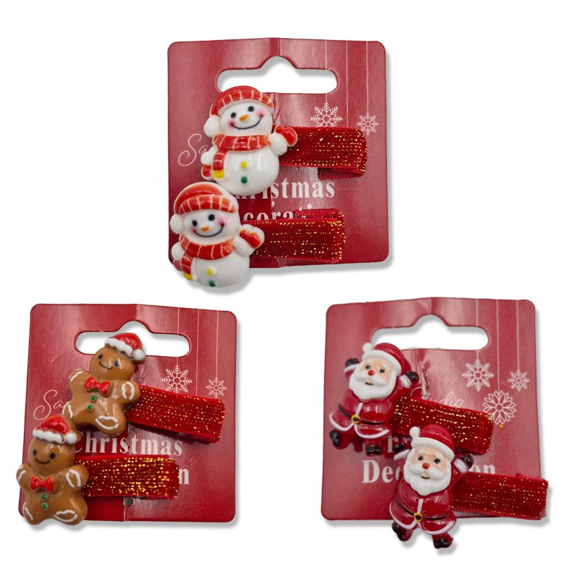 Christmas Hair Clips 2pk 4 Assorted Designs
