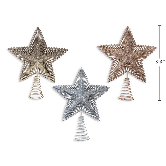 Christmas Tree Topper Glitter Star 24x20cm Assorted Colours