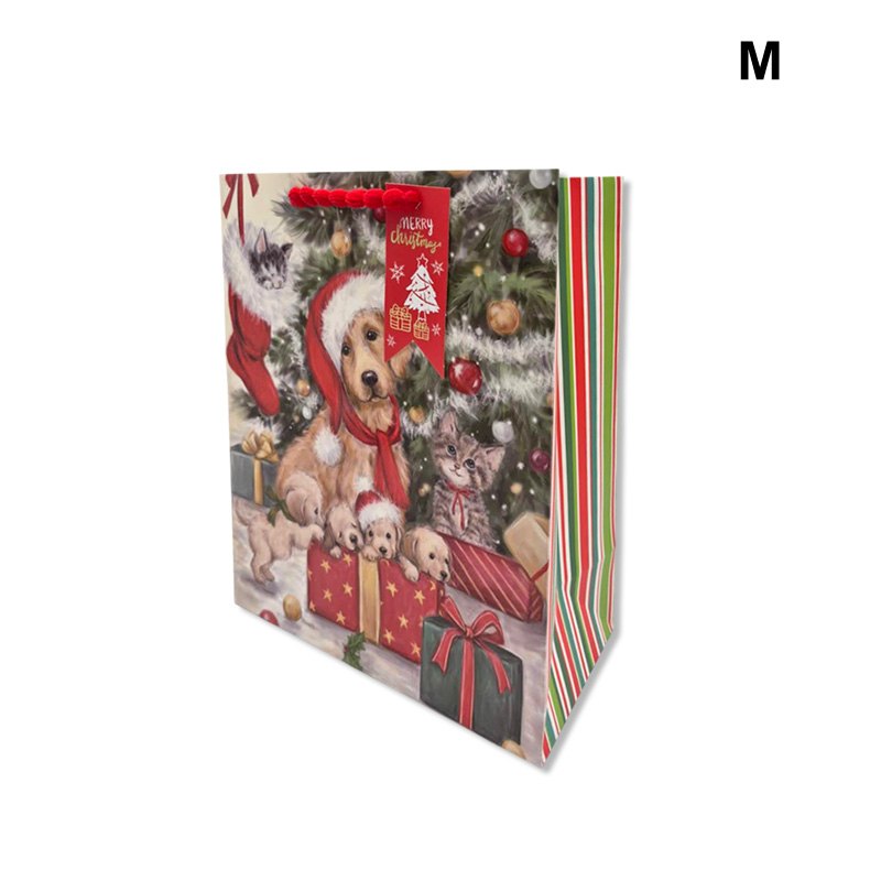 Christmas Gift Bag Dogs&Cats with Gifts M 18x23x10cm