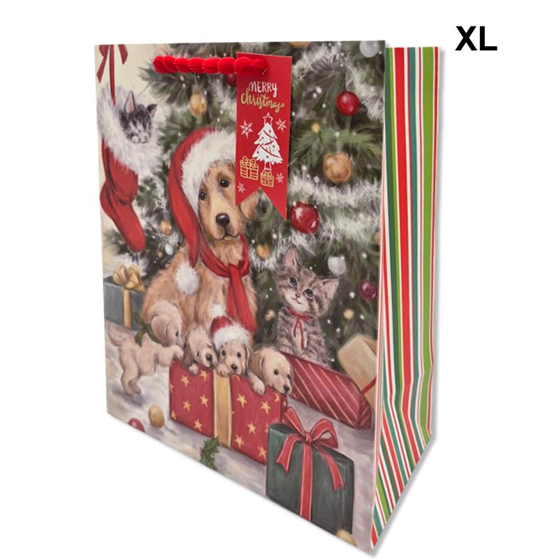 Christmas Gift Bag Dogs&Cats with Gifts XL 33x45x12.7cm