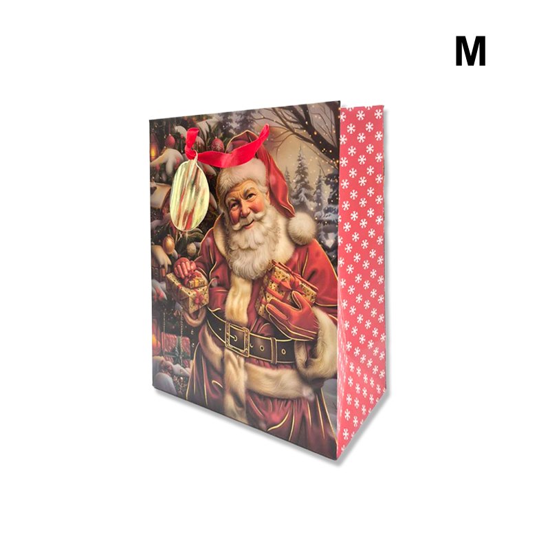 Christmas Gift Bag Vintage Santa M 18x23x10cm