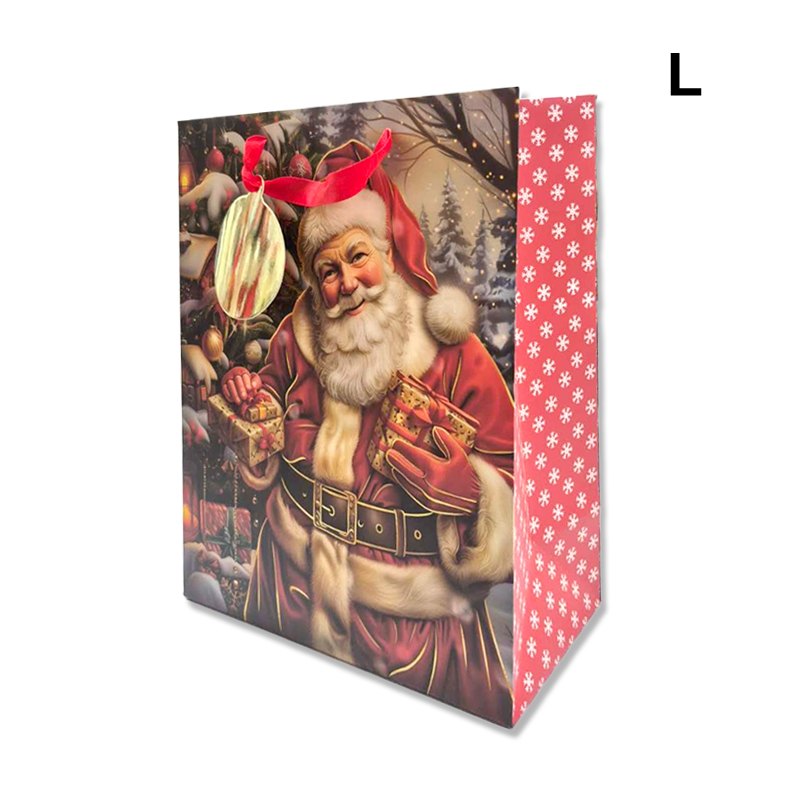 Christmas Gift Bag Vintage Santa L 26x32x10cm