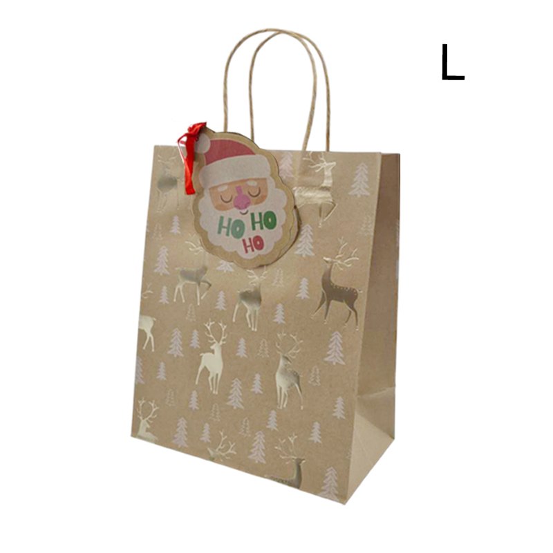 Christmas Gift Bag Kraft Gold Hotstamp L 26x32x10cm