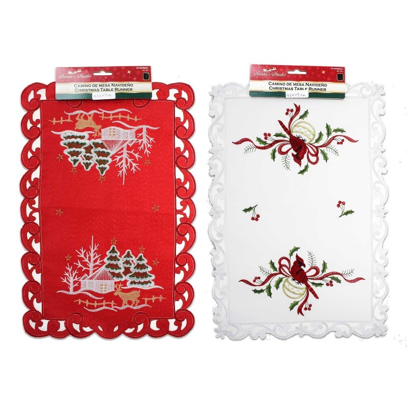 Christmas Table Placemat Embroidery 2 Assorted 29x43cm