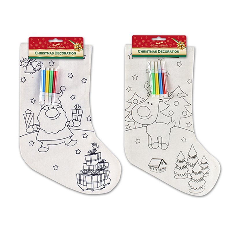 Christmas DIY Stocking with 4pc Markers 3 Assorted 41x21cm