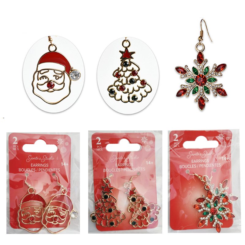 Christmas Earrings 3 Assorted Santa/Tree/Star