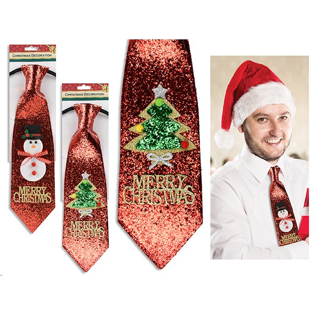 Christmas Necktie "Merry Christmas" Glitter 41cm