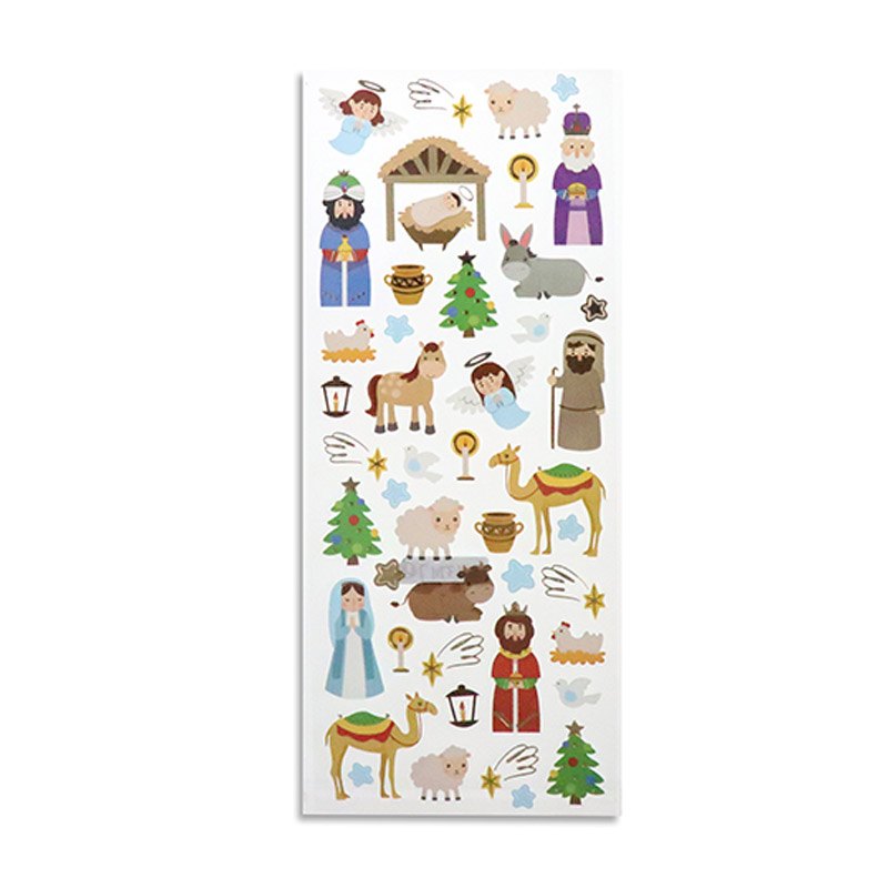 Christmas Sticker Foil Nativity Sheet 10x25cm