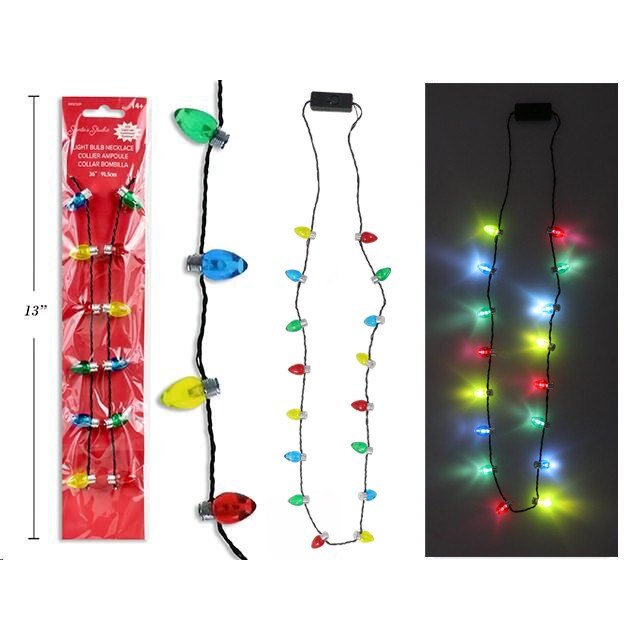 Christmas LED Flashing Necklace 16 Light Bulb