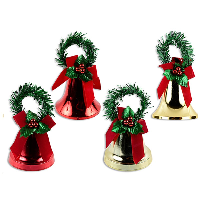Christmas Jingle Bell 11.43x10.8cm with Berries+Bow+Wreath Assorted Colours