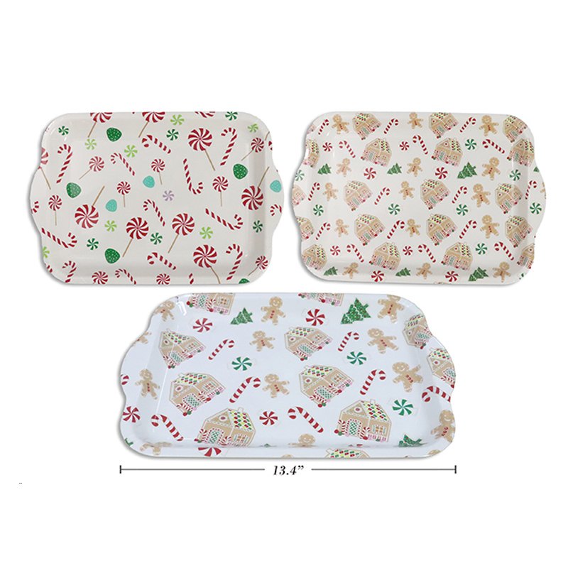 Christmas Serving Plate with Handle 34x23cm 3 Assorted