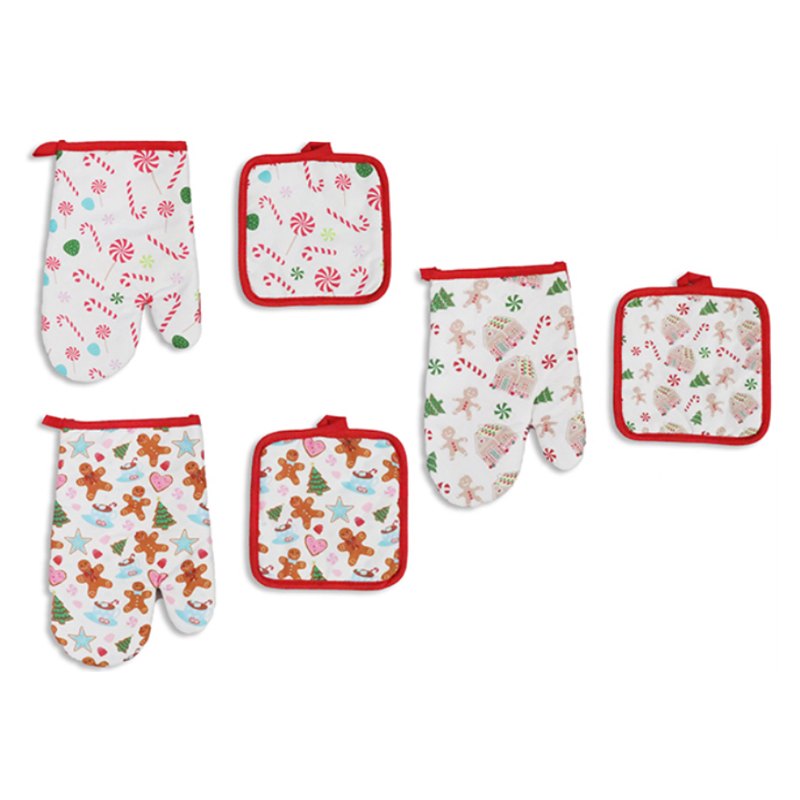 Christmas Oven Mitt s/2 Mitt 27x18cm Mat: 16.5cm