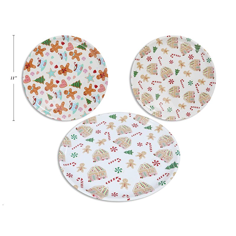Christmas Serving Plate Rnd 28cm 3 Assorted