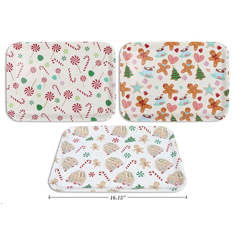 Christmas Serving Plate Rect 31.75x41cm 3 Assorted