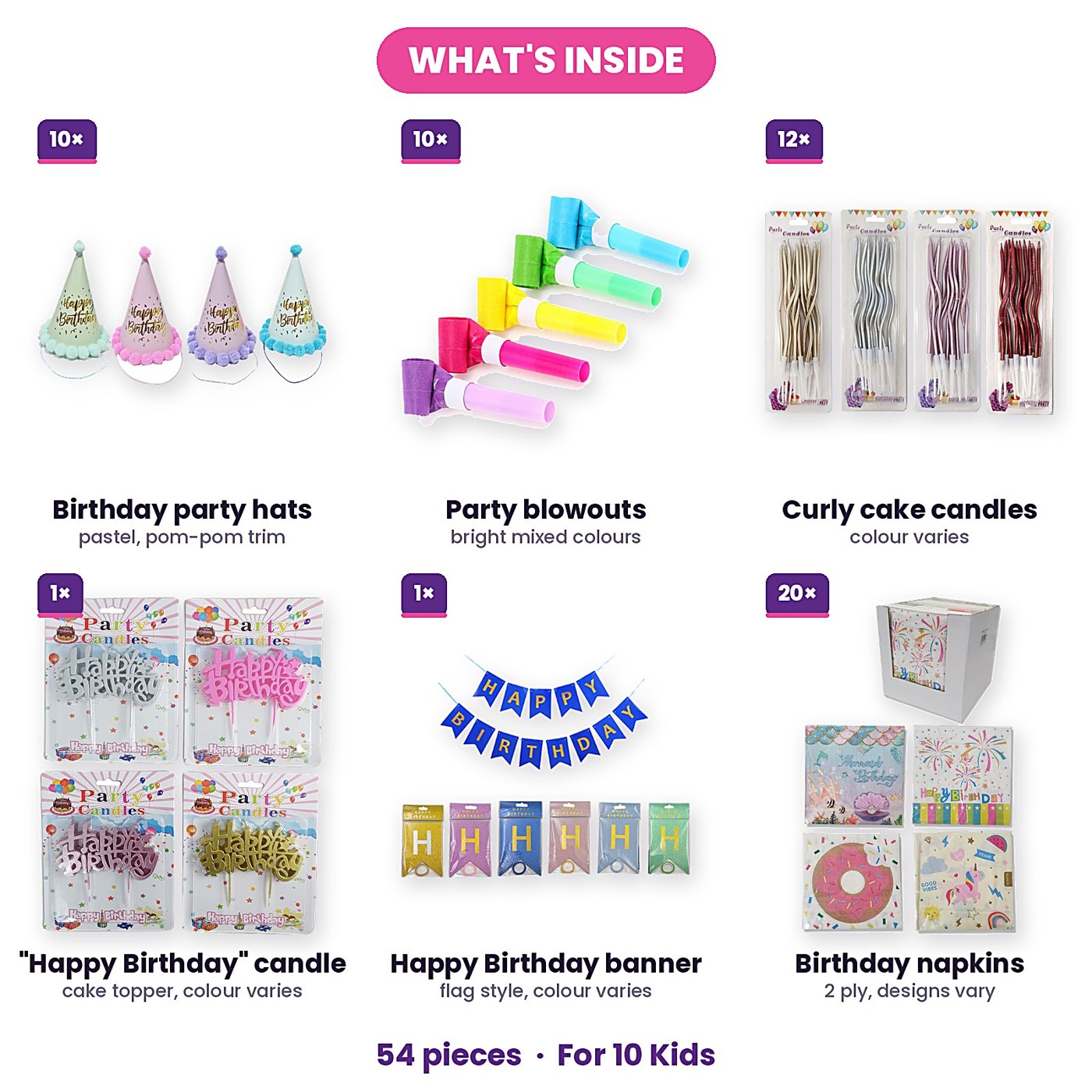 Birthday Cake & Candle Kit (10 Kids, 54 Pieces) — photo 2 of 4