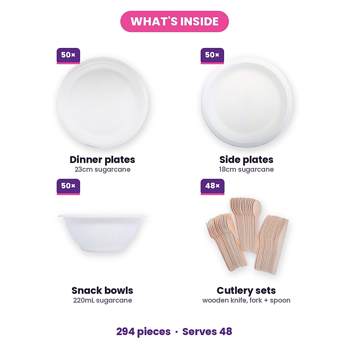 Eco Party Tableware Kit (Serves 48, 294 Pieces) — photo 2 of 5