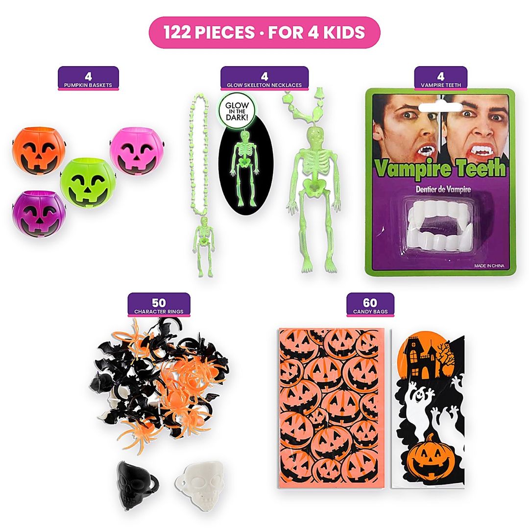 Halloween Trick-or-Treat Kit (4 Kids + Treat Bags)