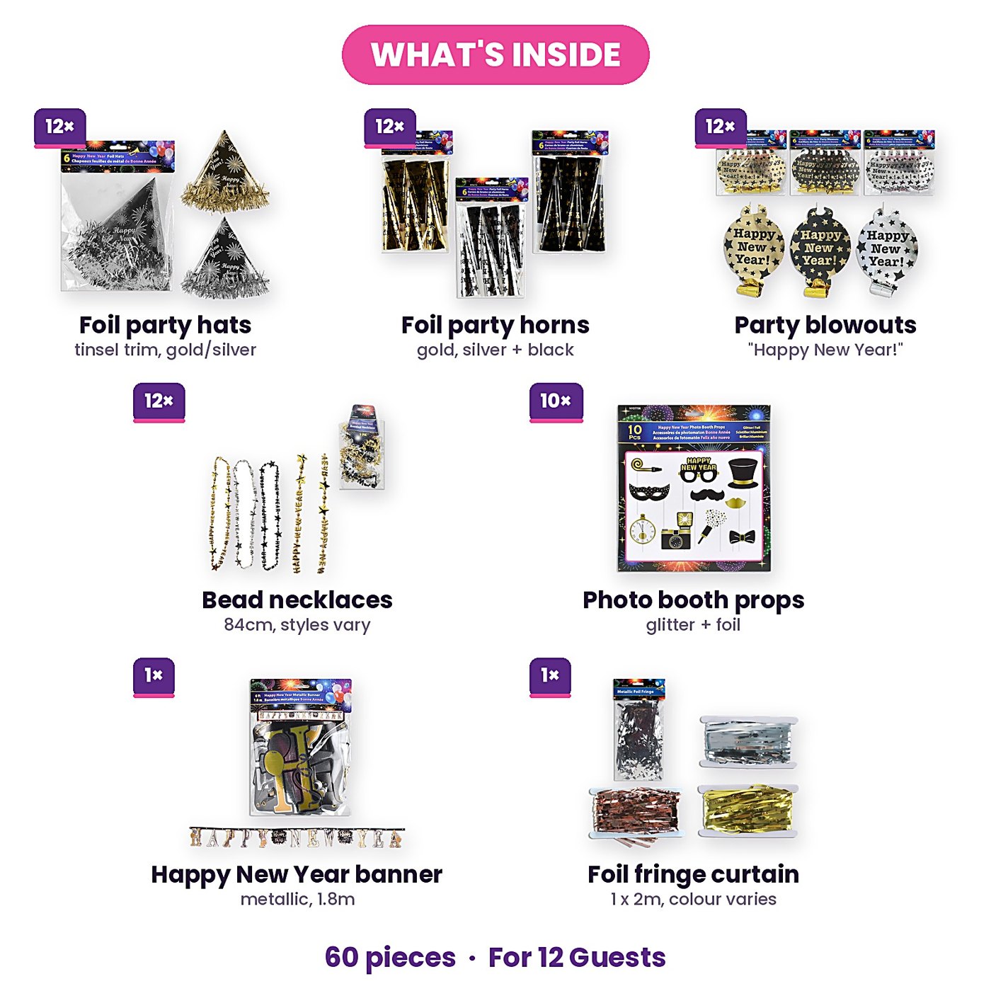 New Year's Eve Party Kit (12 Guests, 60 Pieces) — photo 2 of 4