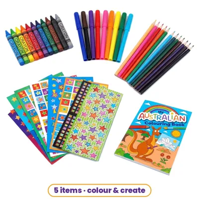 Colour & Create Pack (Crayons, Pencils, Markers, Colouring Book & 300 Stickers)