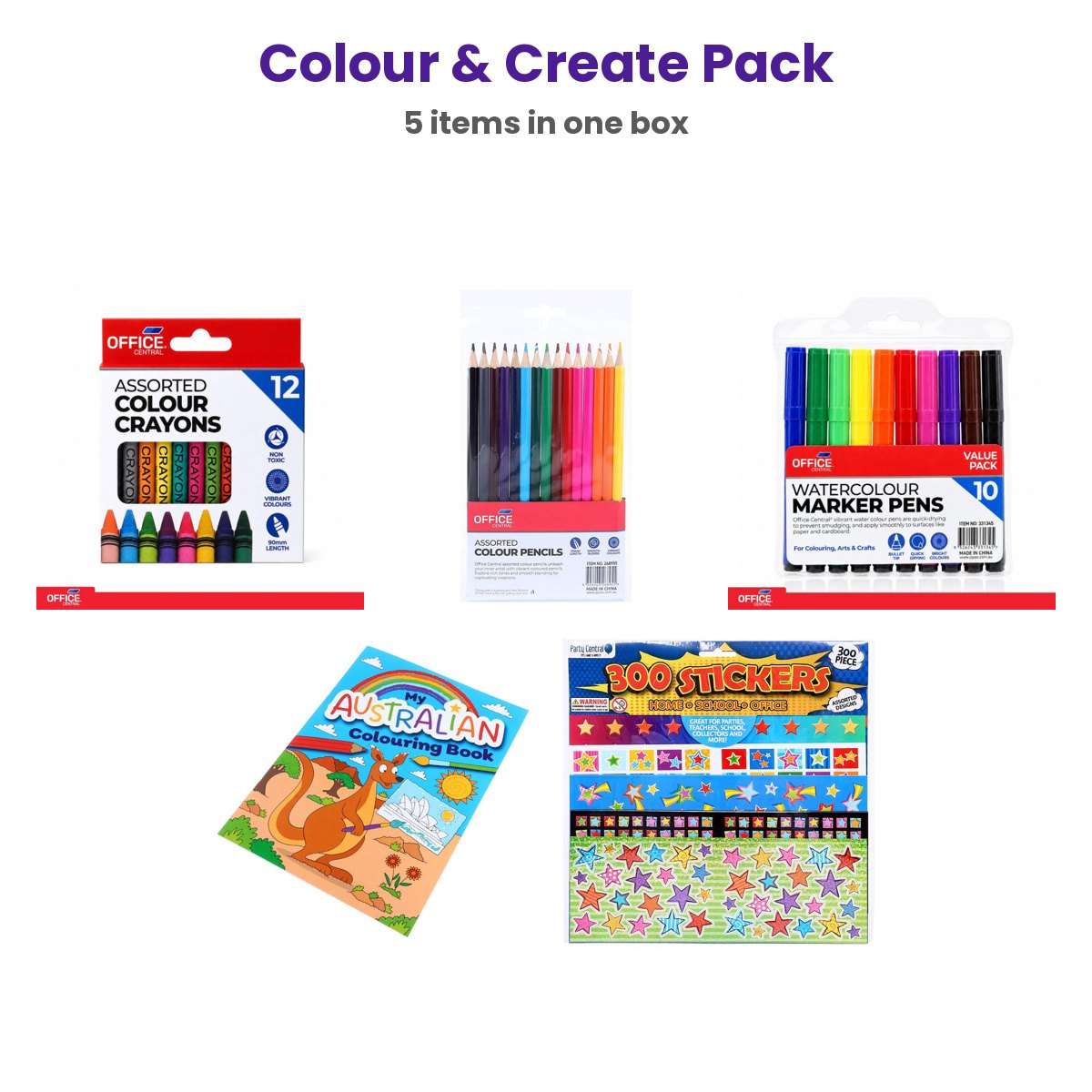 Colour & Create Pack (Crayons, Pencils, Markers, Colouring Book & 300 Stickers)