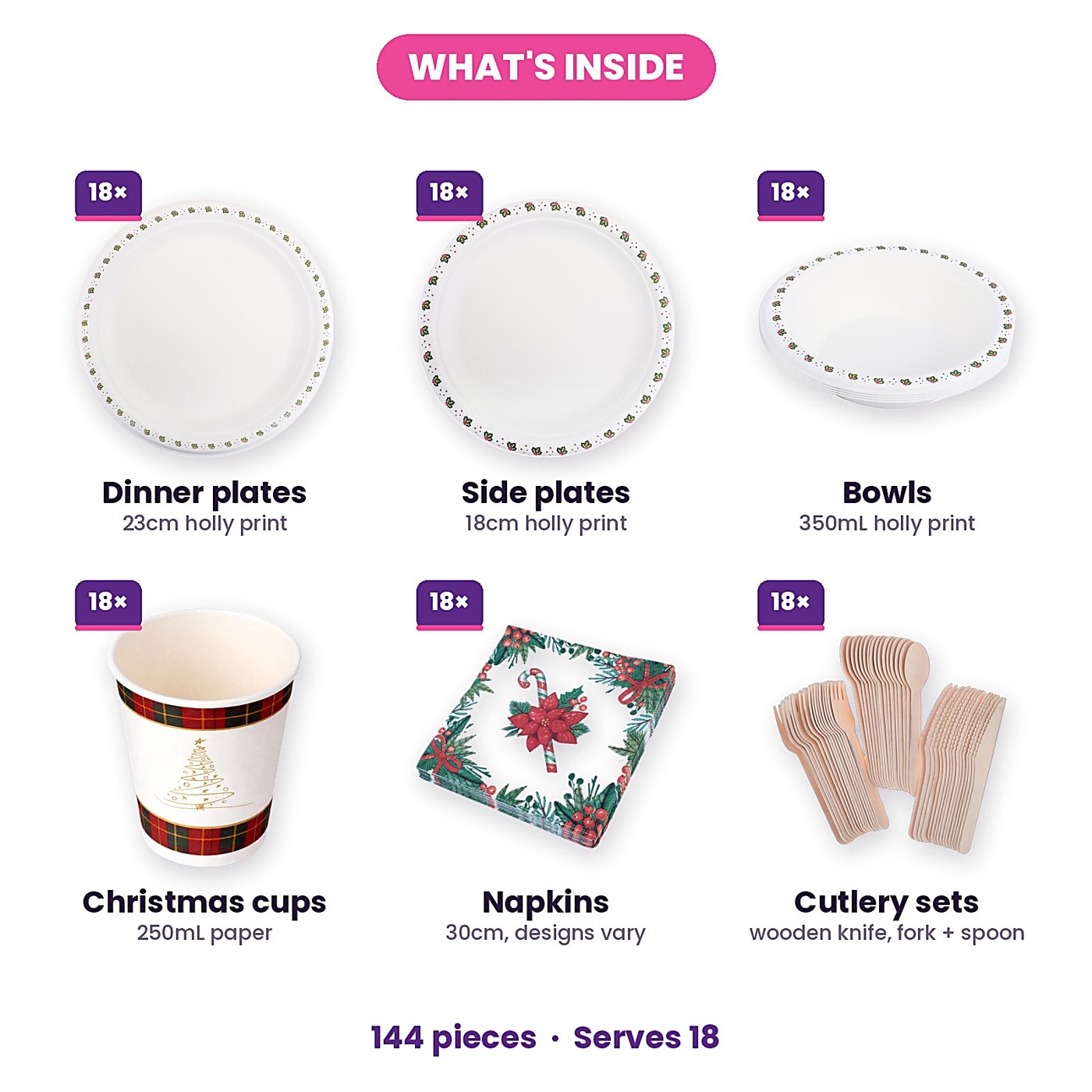 Christmas Table Kit (Serves 18, 144 Pieces) — photo 2 of 5