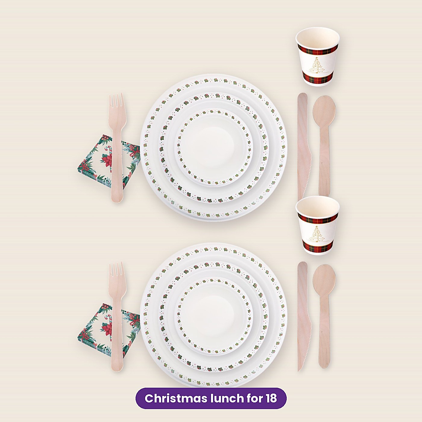 Christmas Table Kit (Serves 18, 144 Pieces) — photo 3 of 5