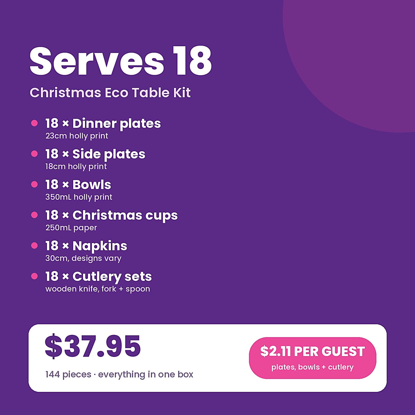 Christmas Table Kit (Serves 18, 144 Pieces) — photo 5 of 5