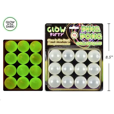 Sports Table Tennis Balls Glow-in-the-Dark 12pk