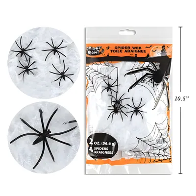 Halloween Spider Web with 4 Spiders 2oz