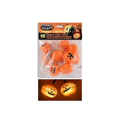 Halloween String Lights Pumpkin 10pc Battery Operated 162.56cm