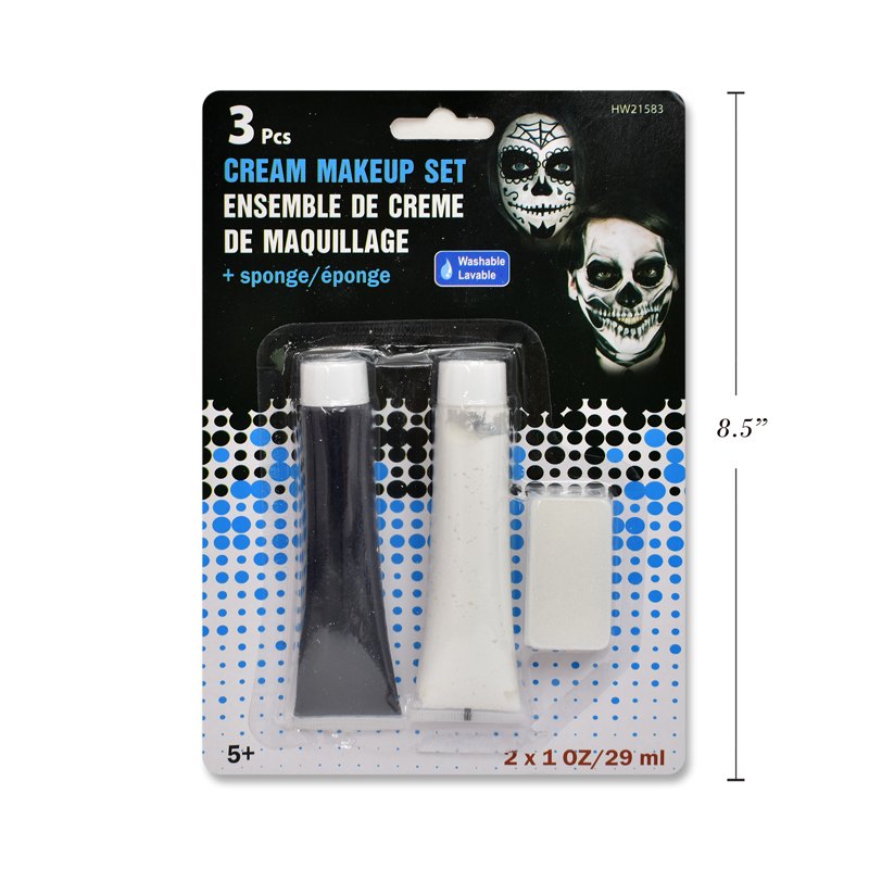 Halloween Make-Up Cream Set of 3 1oz Black/White Cream + 1 Application Sponge — photo 1 of 1