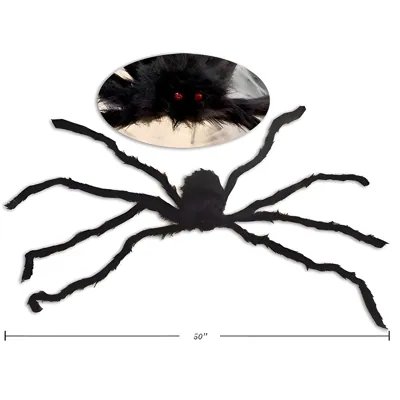 Halloween Black Furry Spider with Bendable Legs 127cm Body 22.86X12.7CM