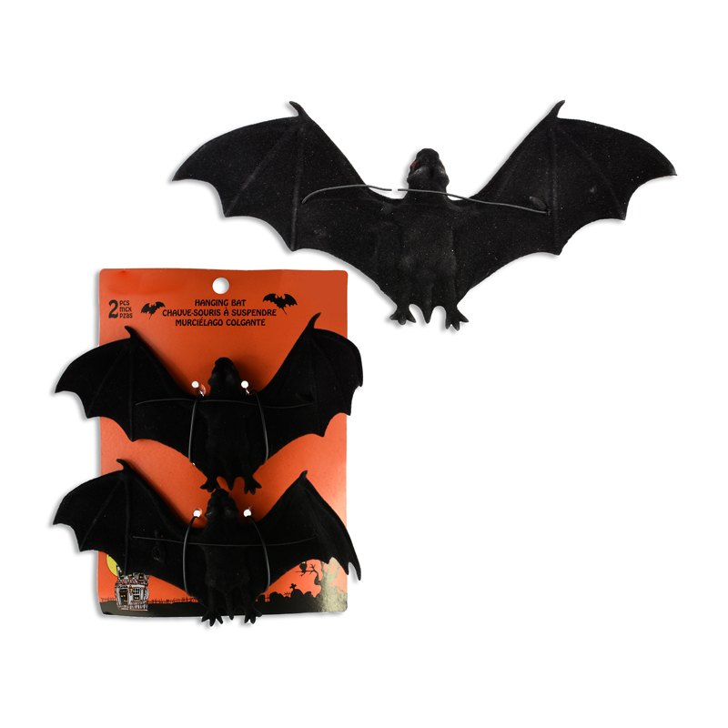 Halloween Bat Flocked PVC Hanging 2pk 17.5cm — photo 1 of 1