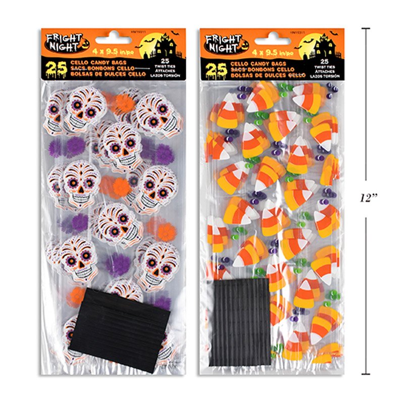 Halloween Cello Candy Bags 24x10cm 25pk with Twist Ties 2 Assorted — photo 1 of 1