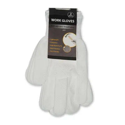 Gloves 2PAIRS White with Rubber Dots