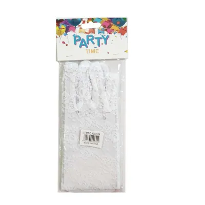 Party Gloves Lace White