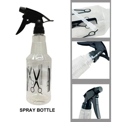 Spray Bottle Clear Black Barber Dsn 26cm