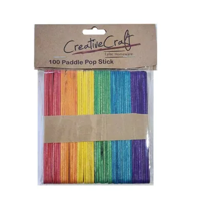 Craft Paddle Pop 100pk Sticks 114x10x2mm Color