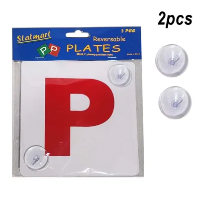 Car Plates Red P 2pc with Suction