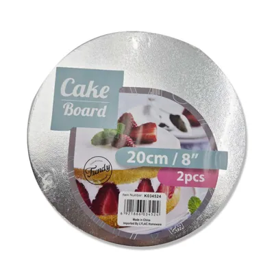 Foil Cake Board Rnd 20cm/2mm 2pc