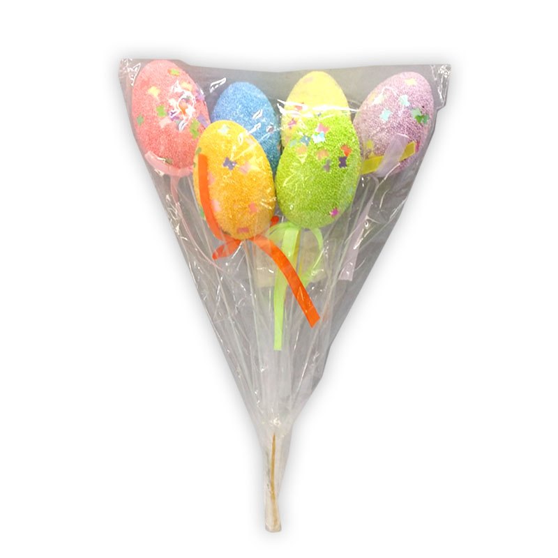 Easter Eggs 6pc on Sticks Glitter 4x6cm — photo 1 of 1