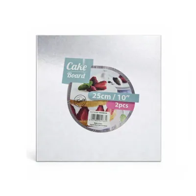 Foil Cake Board Sqr 2PCE 25CM/2mm
