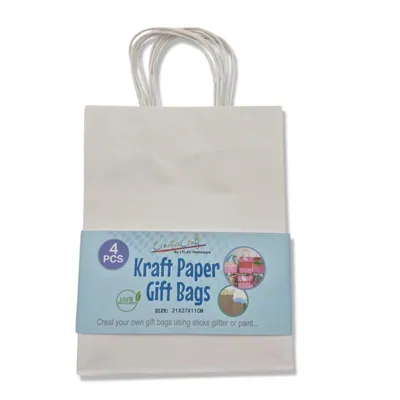 Gift Bag Kraft White PK4 21X11X27CM