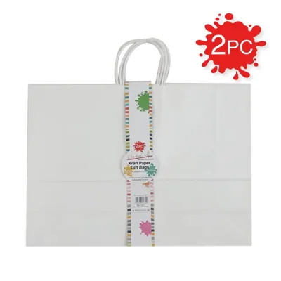 Gift Bag Kraft White PK2 42X13X31CM