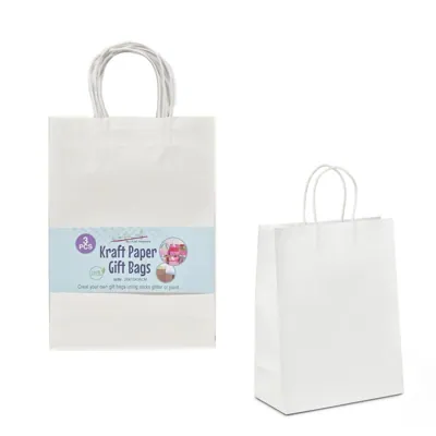 Gift Bag Kraft White PK3 25X10X35CM
