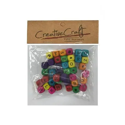 Craft Wooden Beads with Letters 1cm 40pc