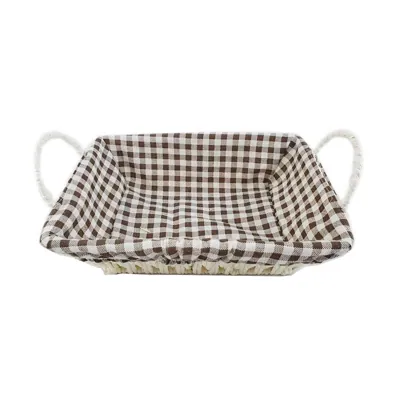 s/1 Basket with Lining Check 27x20x8cm Rect