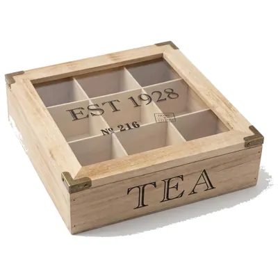 Wooden Tea Box 9 Section 24X24X7CM