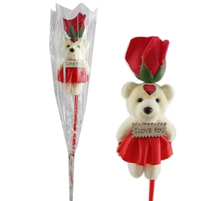 Single Rose + Bear