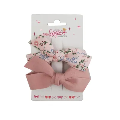 Kids Hair Clips Floral & Pink